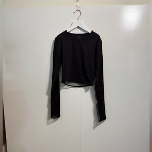 Alo yoga Black Cropped Long Sleeve Mesh Cut Out Back - XS